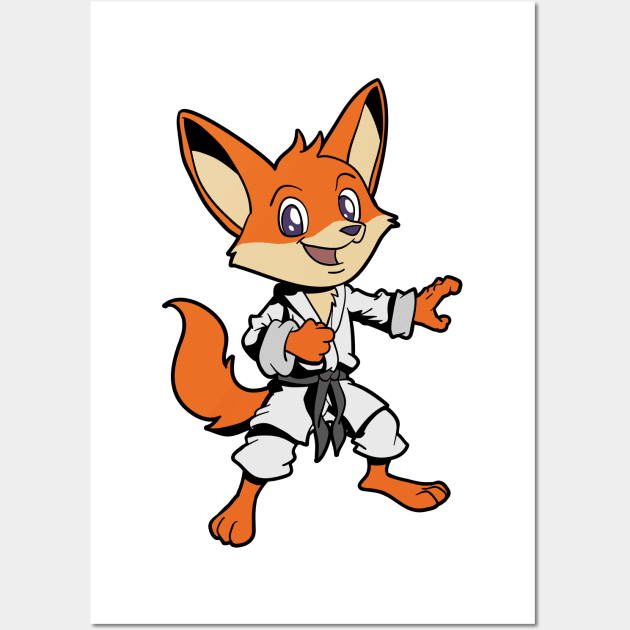 Comic fox does karate Wall Art by Modern Medieval Design